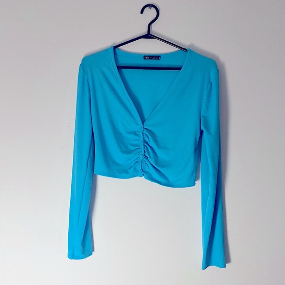 Blue zara long sleeve top - Picture 2 of 2